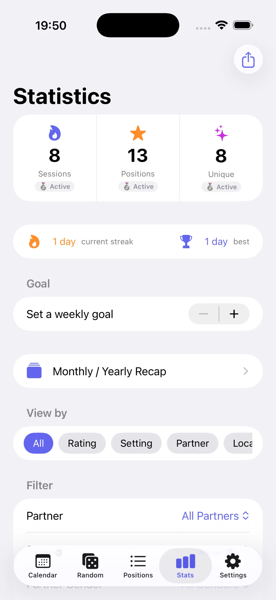 Stats screen